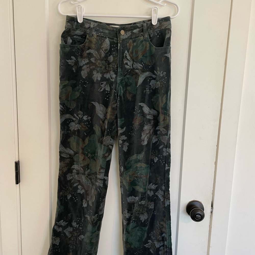 Velvet Floral Patterned Pants